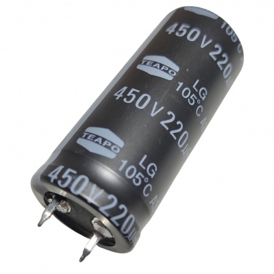 Capacitor Electrolítico 220uF 450V 105° 50X22mm CE-220uF-450V